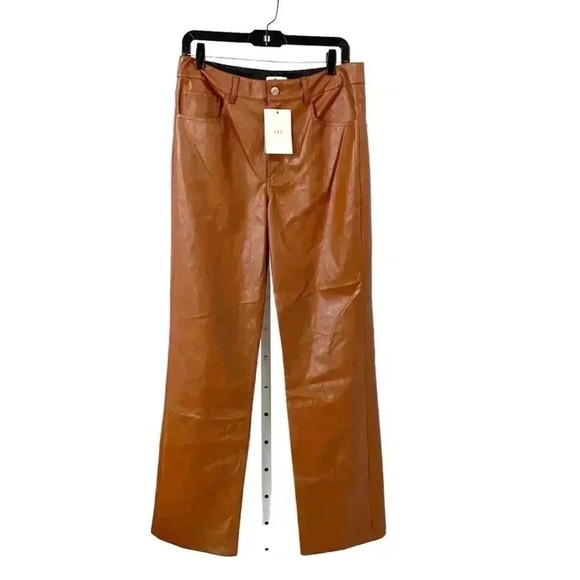 NWT A.L.C. Faux Leather Straight Leg Jeans Pants size 2 - Picture 3 of 12